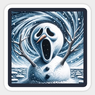 Frosty Frenzy: The Snowman’s Scream Sticker